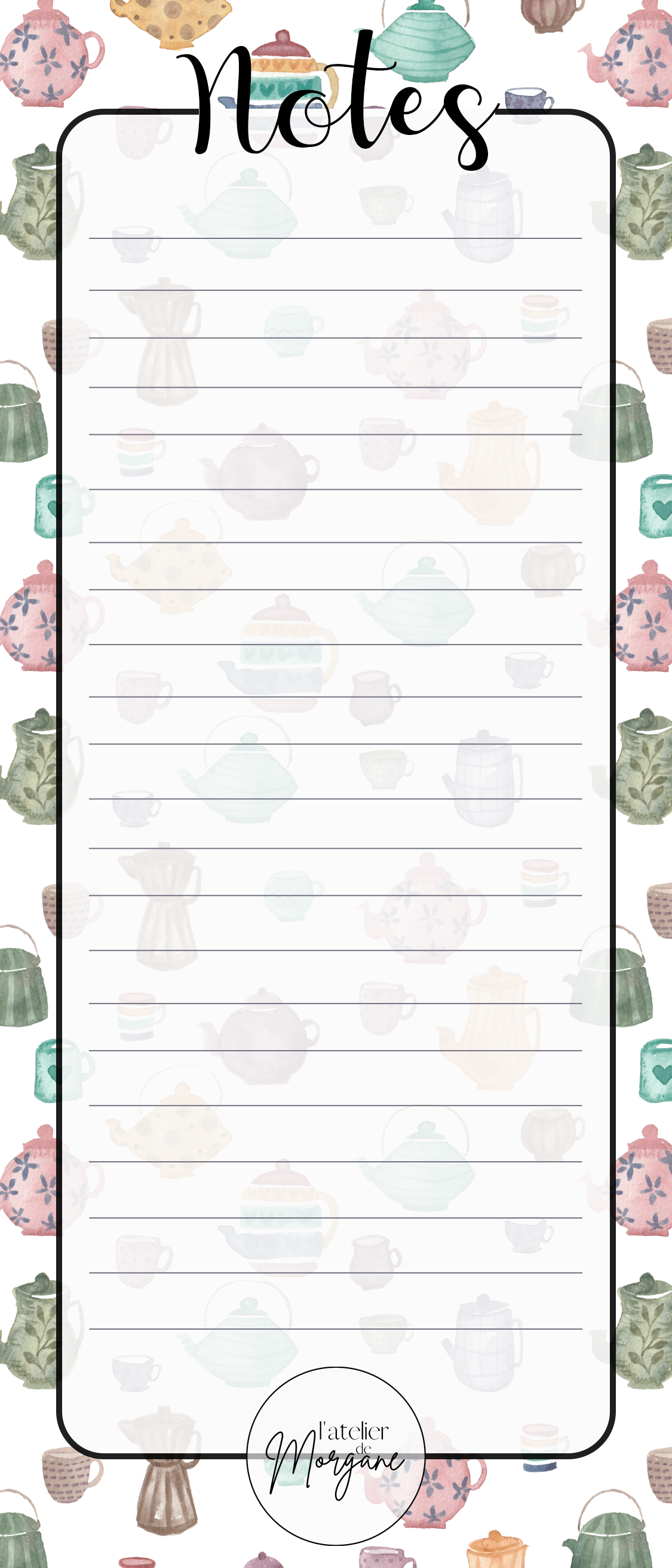 Bloc-notes l'heure du thé