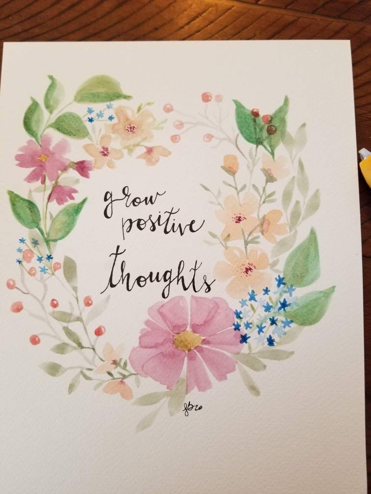 Watercolor original art- Positive Thoughts