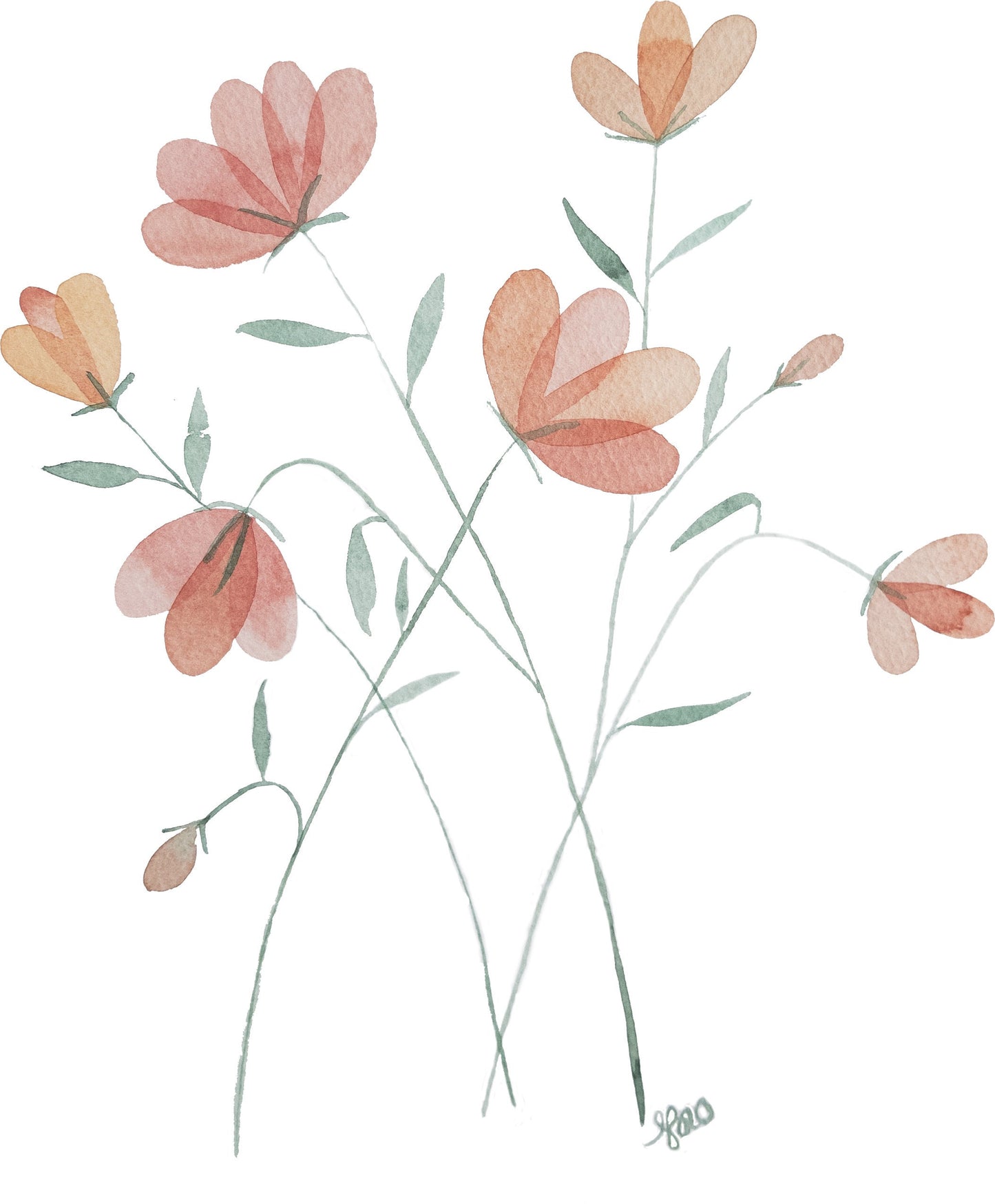 Carte de souhaits fleurie- Fleurs douces - 5X7 - Sans texte