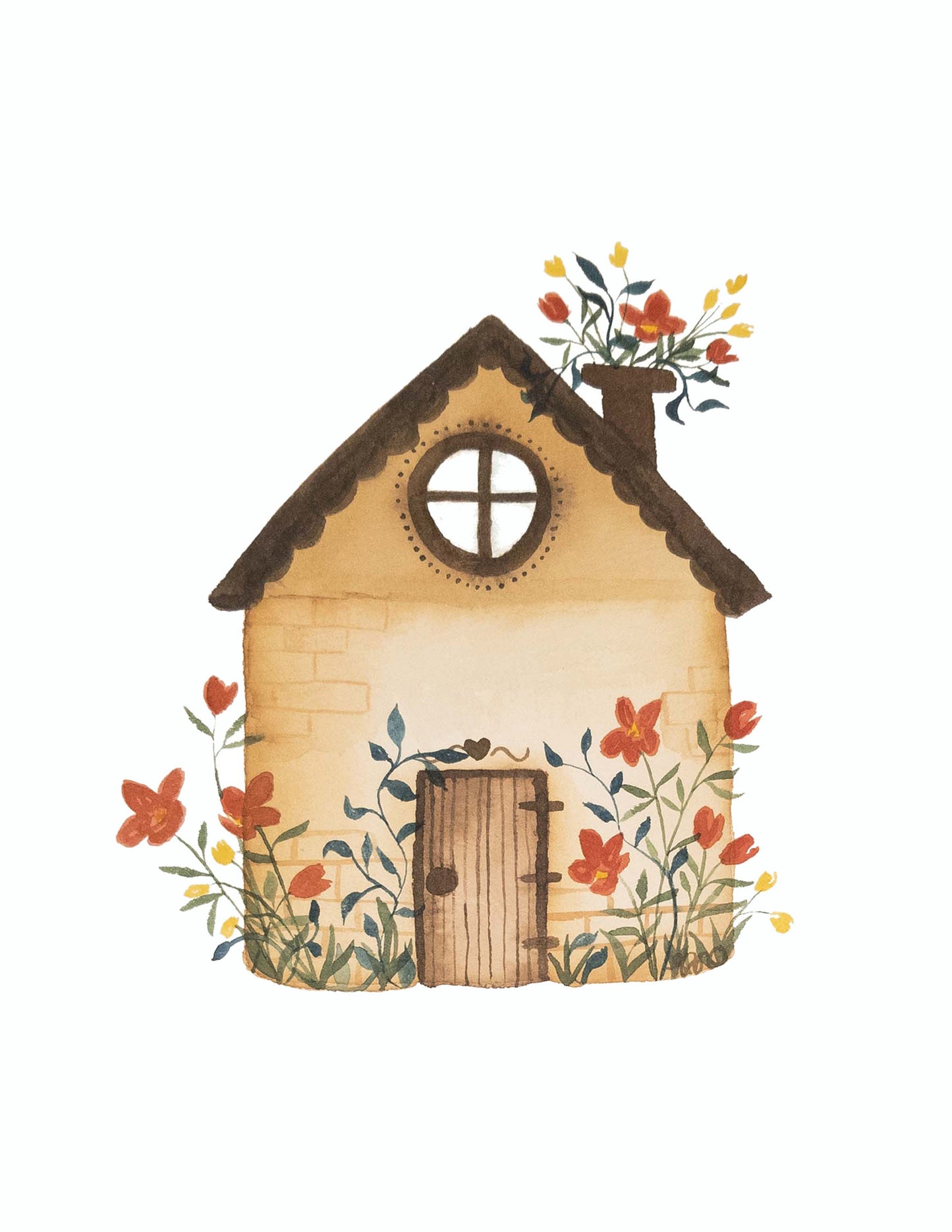 Watercolor Print- Maison - Aquarelle - 8.5X11