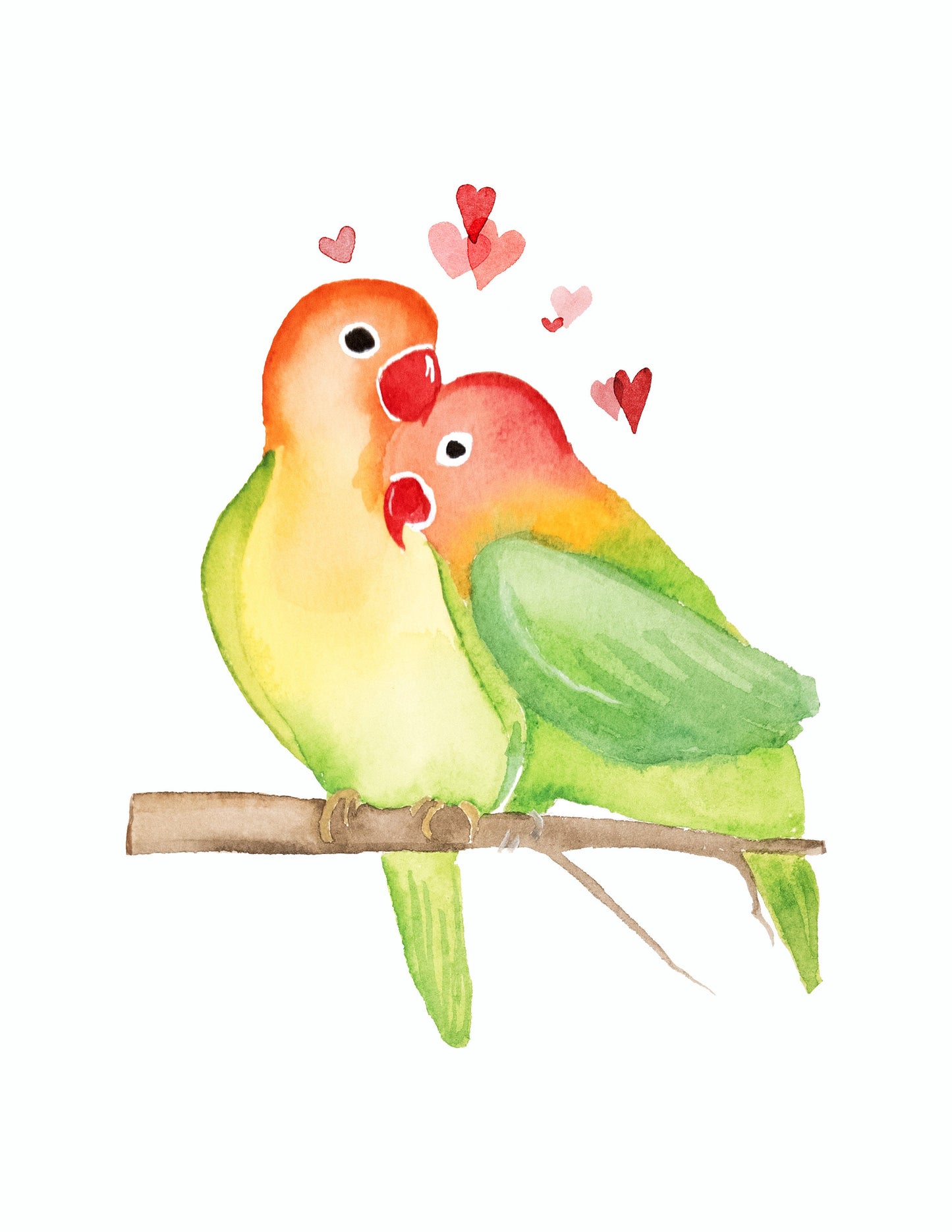 Carte de souhaits à l'aquarelle 5X7 sans texte inséparables art print