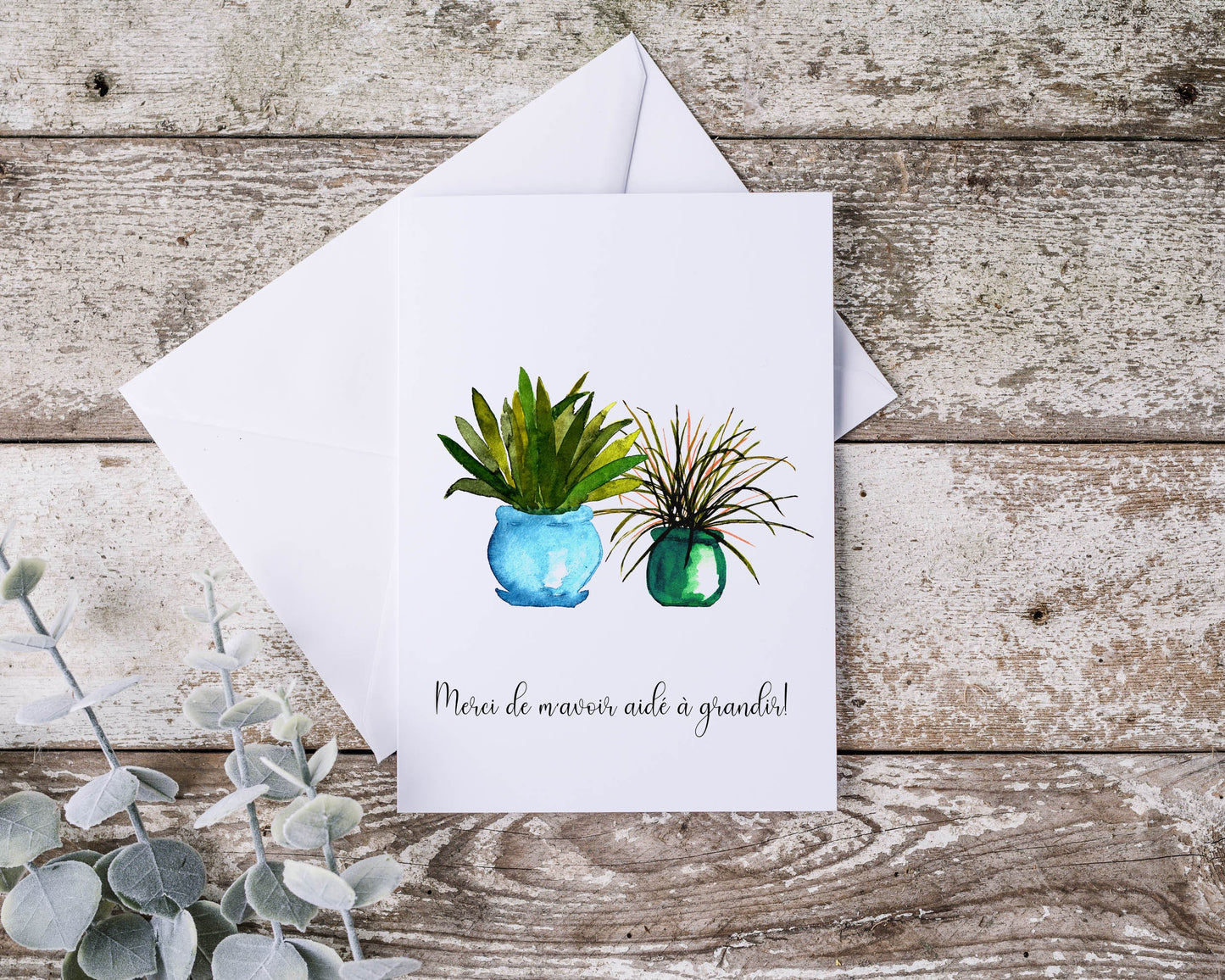 Carte de souhaits à l'aquarelle - merci - 5X7 - Sans texte