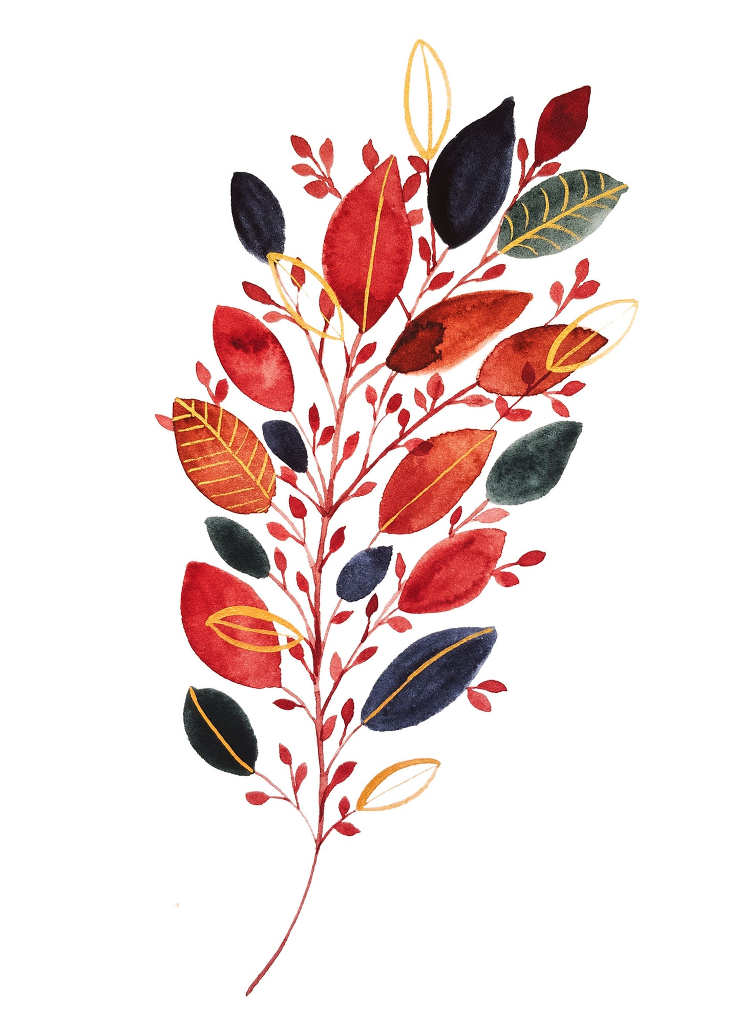 Carte de souhaits à l'aquarelle - Fleurs d'automne - 5X7 - Sans texte