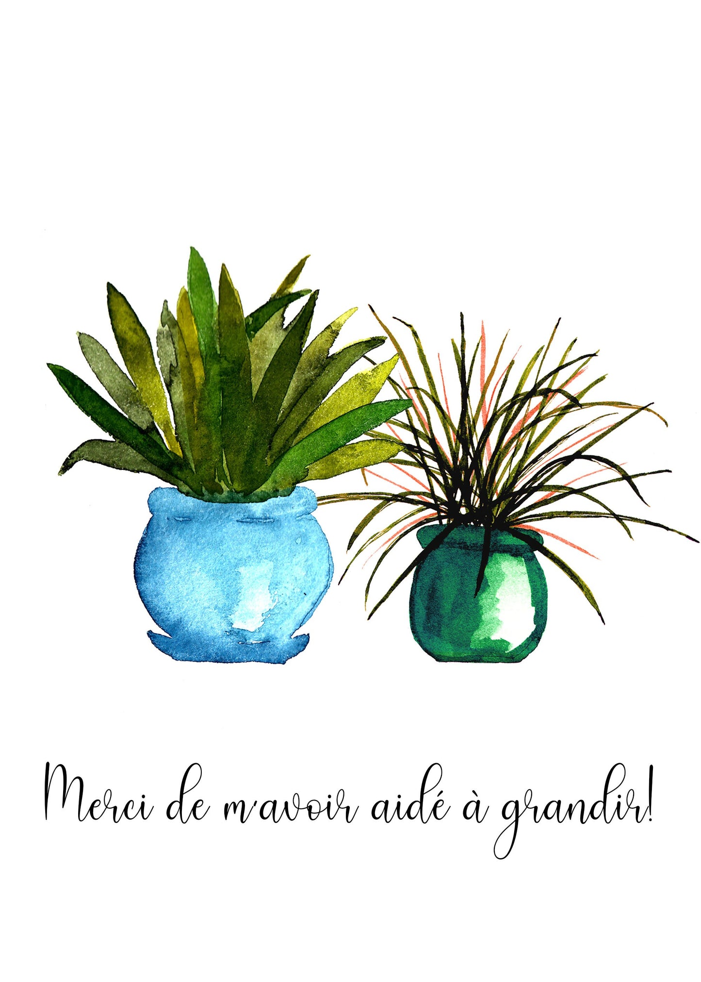 Carte de souhaits à l'aquarelle - Grandir - 5X7 - Sans texte