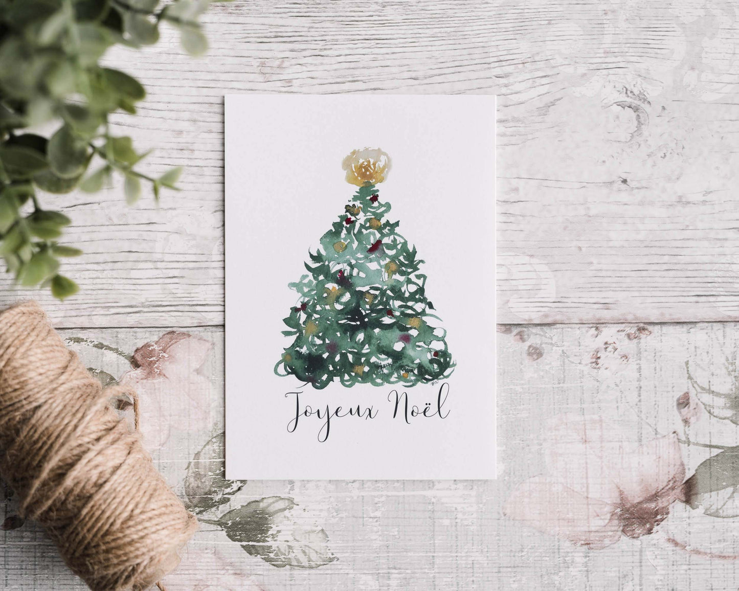 Carte de Noël - sapin vert