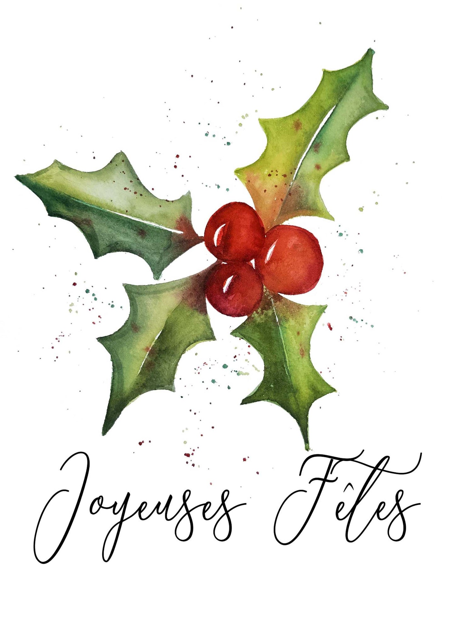 Carte de Noël - bouquet de houx