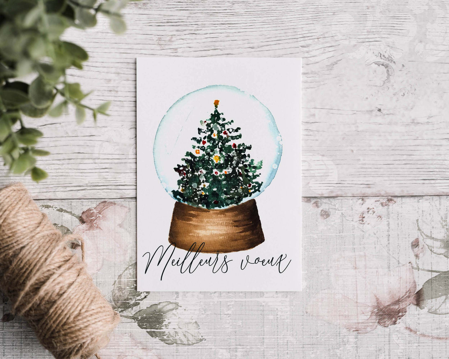 Carte de Noël - boule enneigée