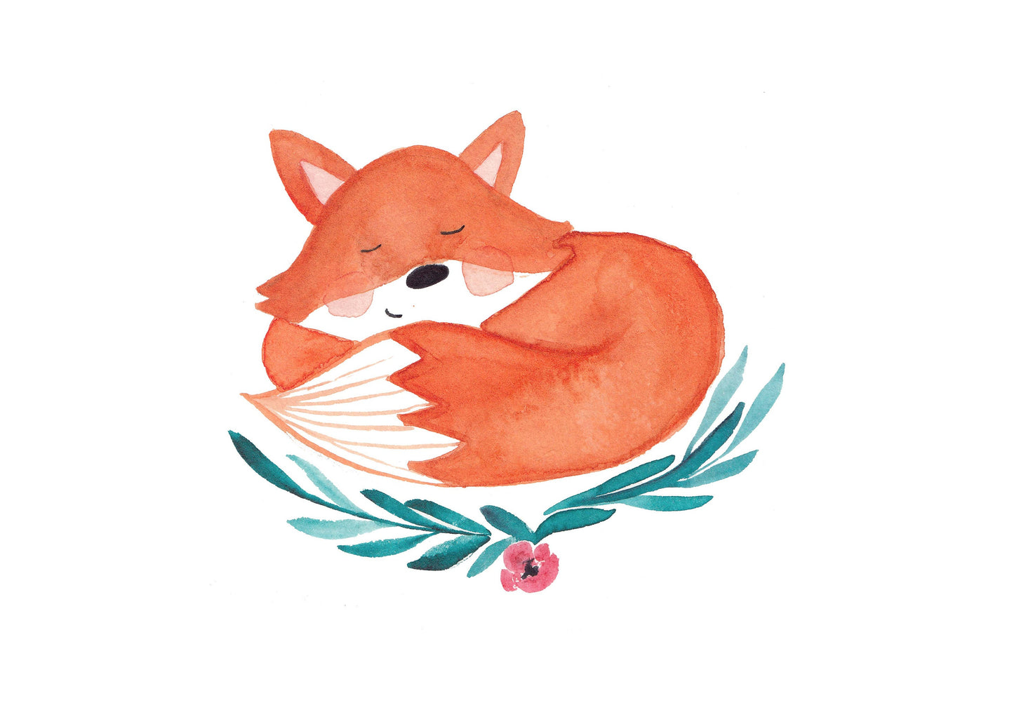 Carte de souhaits à l'aquarelle - renard - 5X7 - Sans texte
