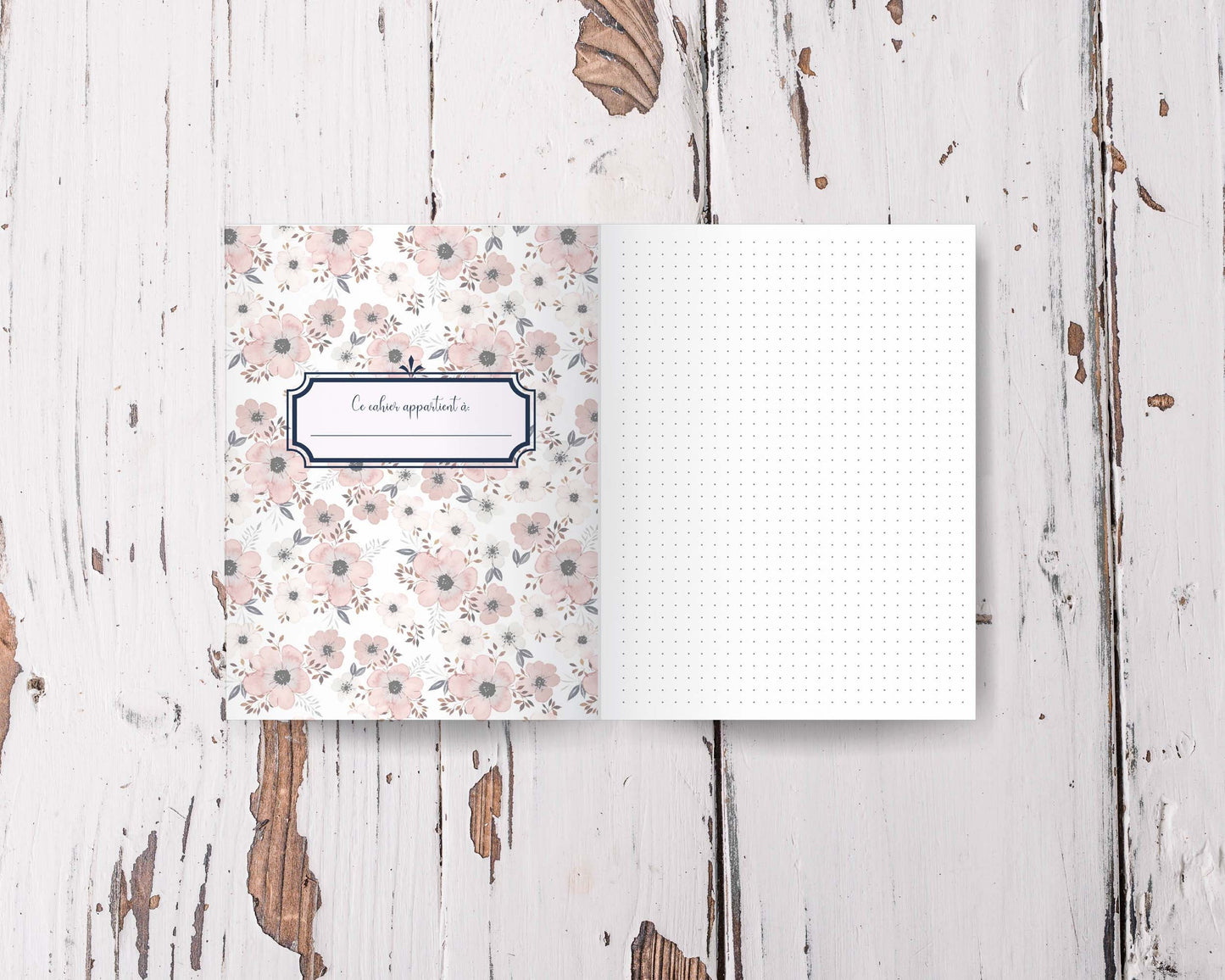 cahier de notes - fleurs poudrées