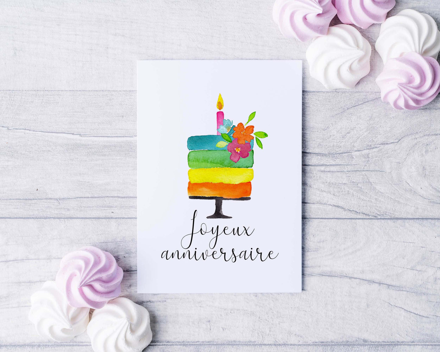 Carte de souhaits anniversaire à l'aquarelle dinosaure 5X7 sans texte