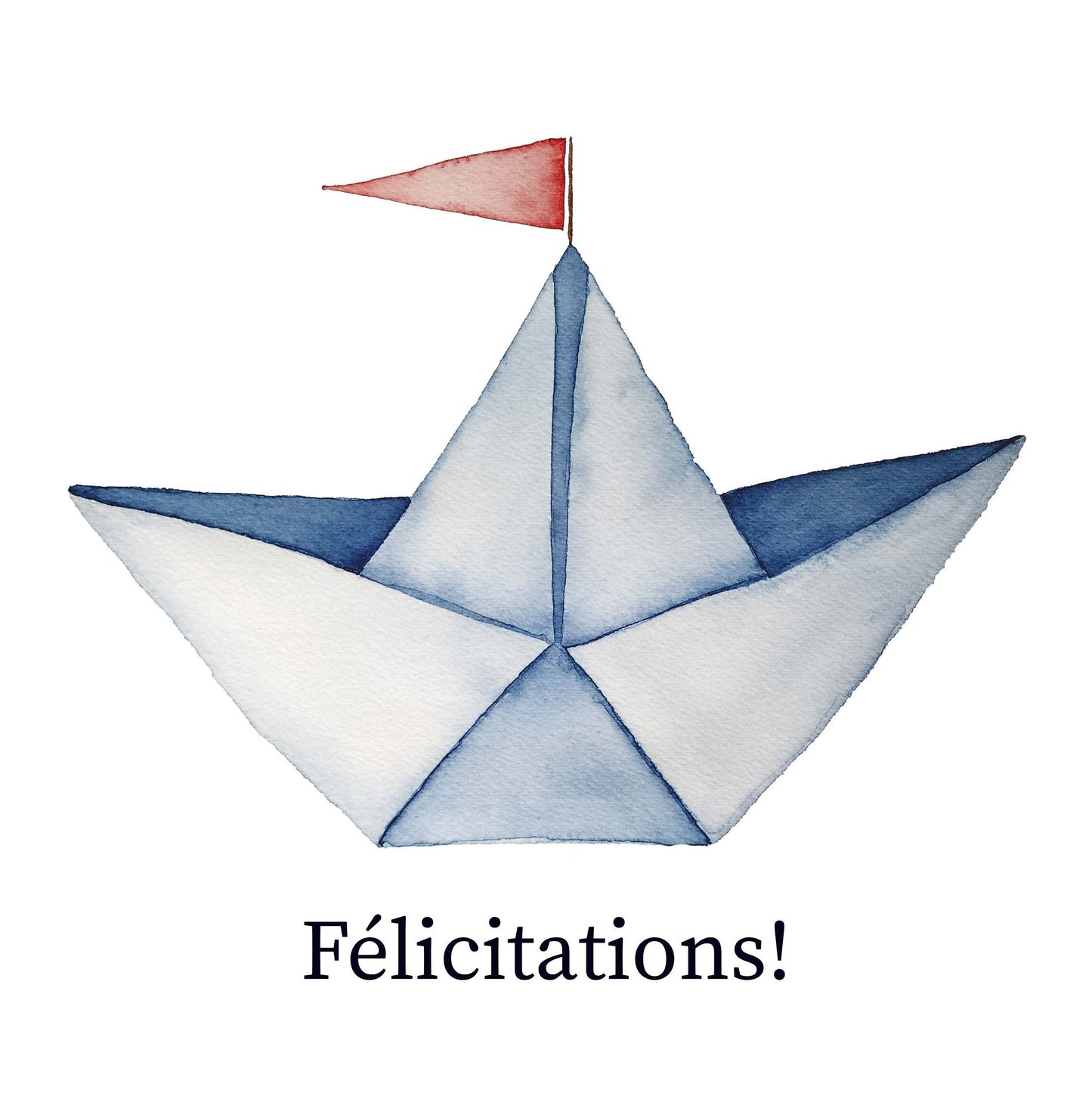 carte félicitations voilier origami 5x7 aquarelle
