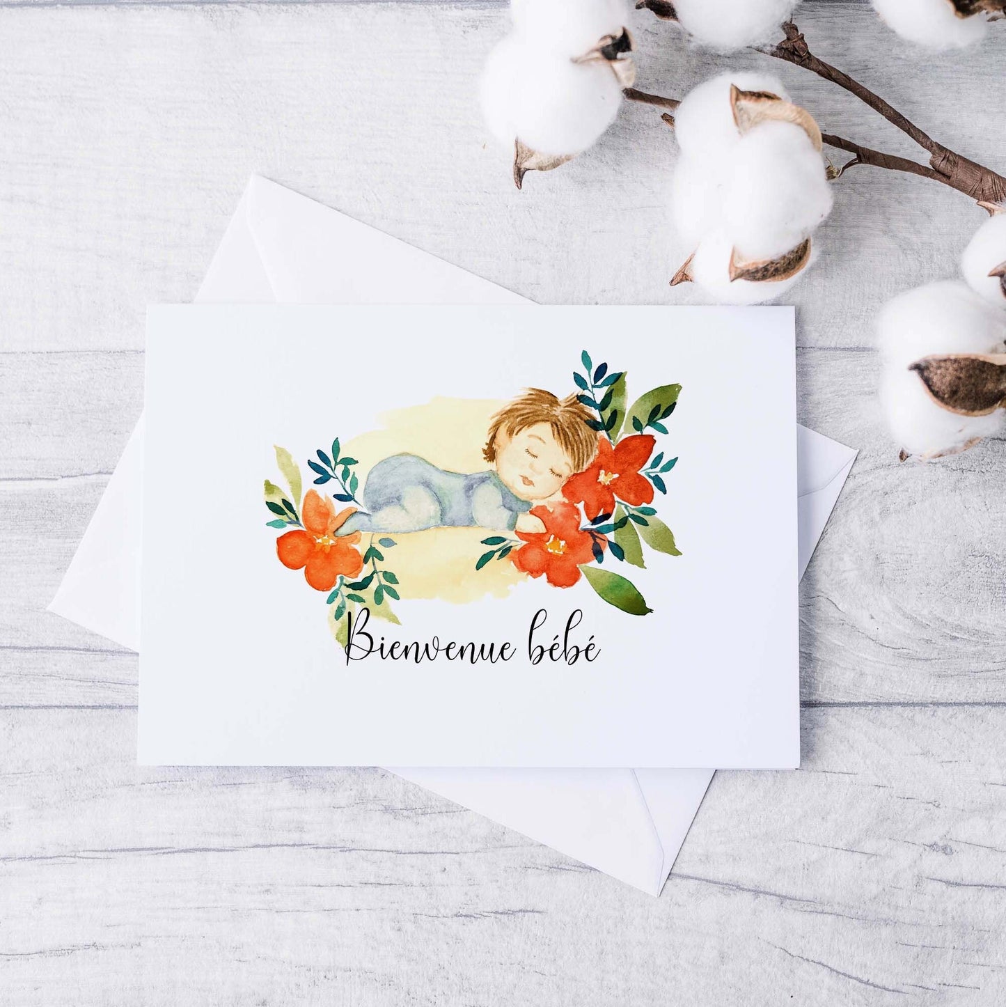 carte félicitations voilier origami 5x7 aquarelle