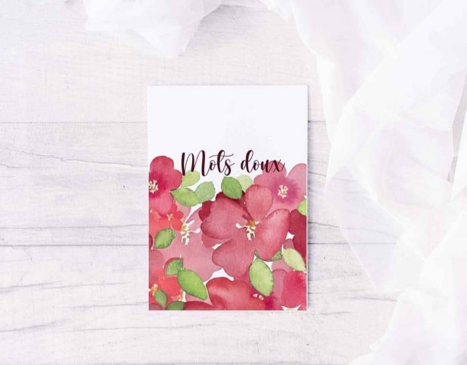 Carte fleurie glaïeuls à l'aquarelle 5x7