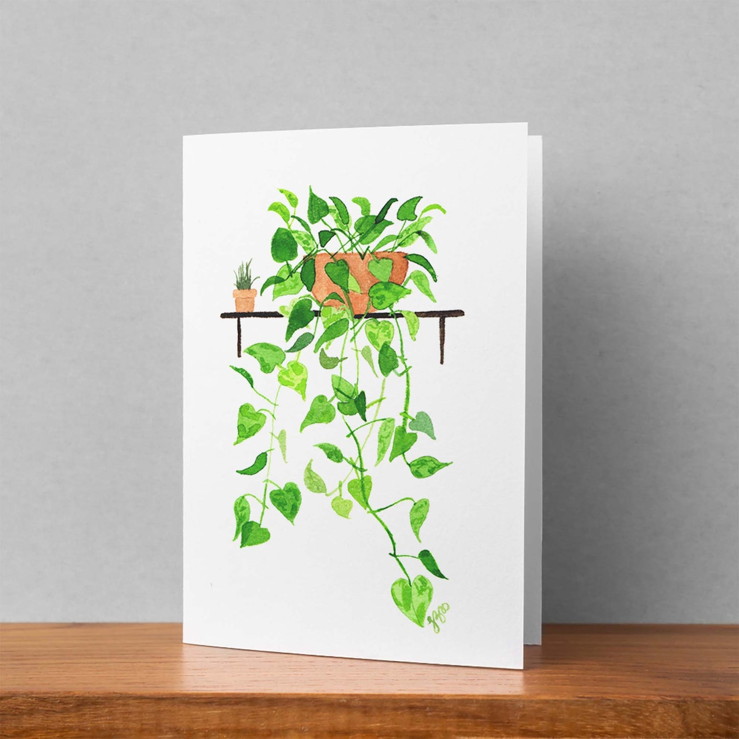 Carte plante pothos golden philodendron à l'aquarelle 5x7