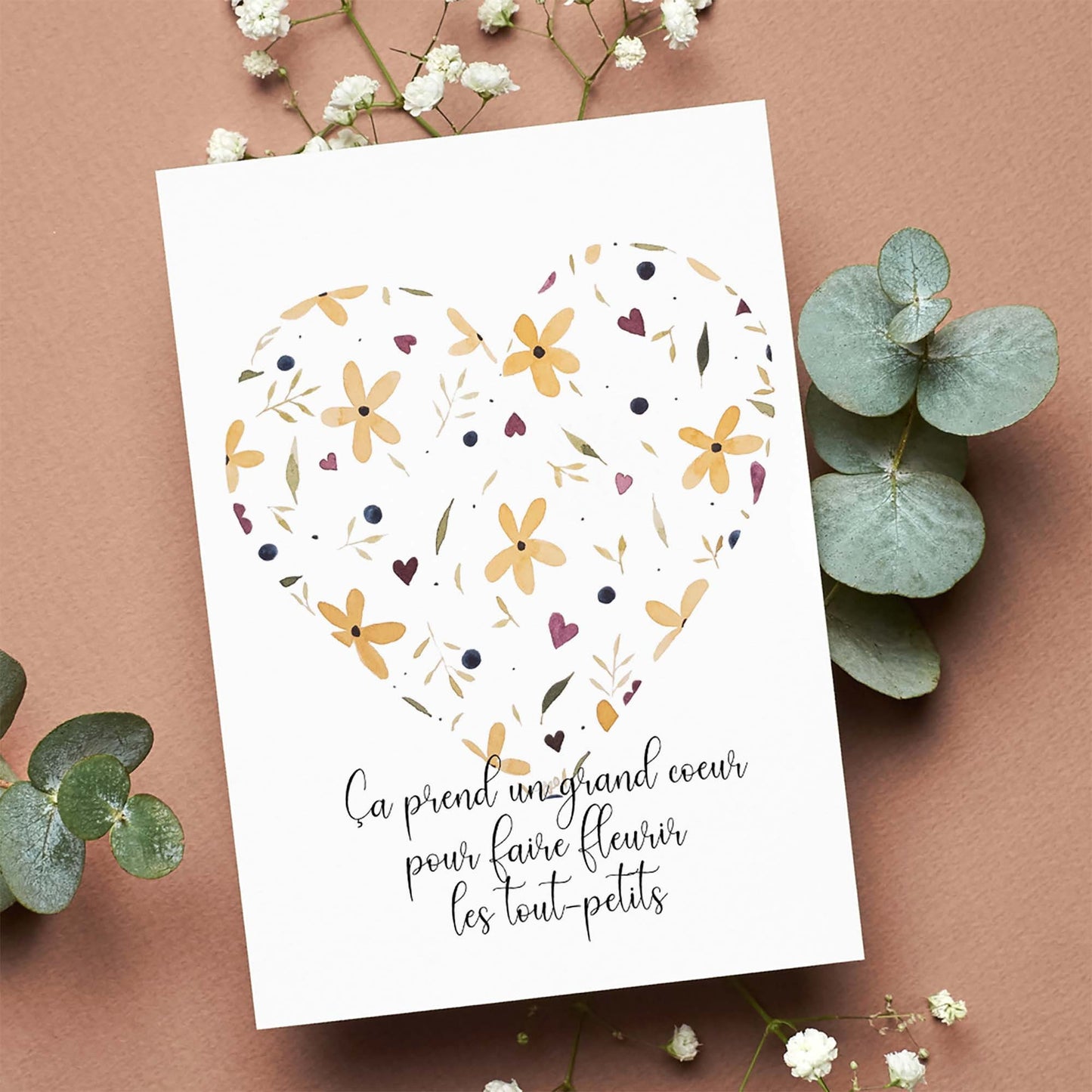 Carte de souhaits - coeur fleuri