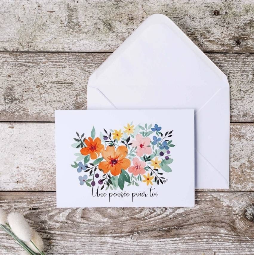 Carte plante pothos golden philodendron à l'aquarelle 5x7