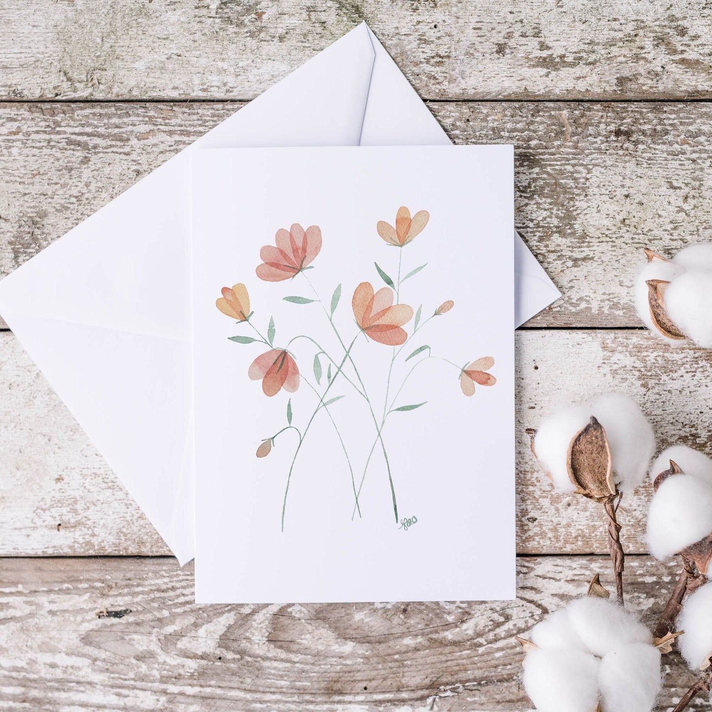 Carte de souhaits à l'aquarelle - Je t'aime maman - 5X7 - Sans texte