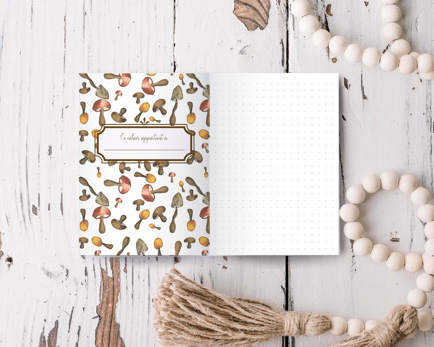 cahier de notes - champignons