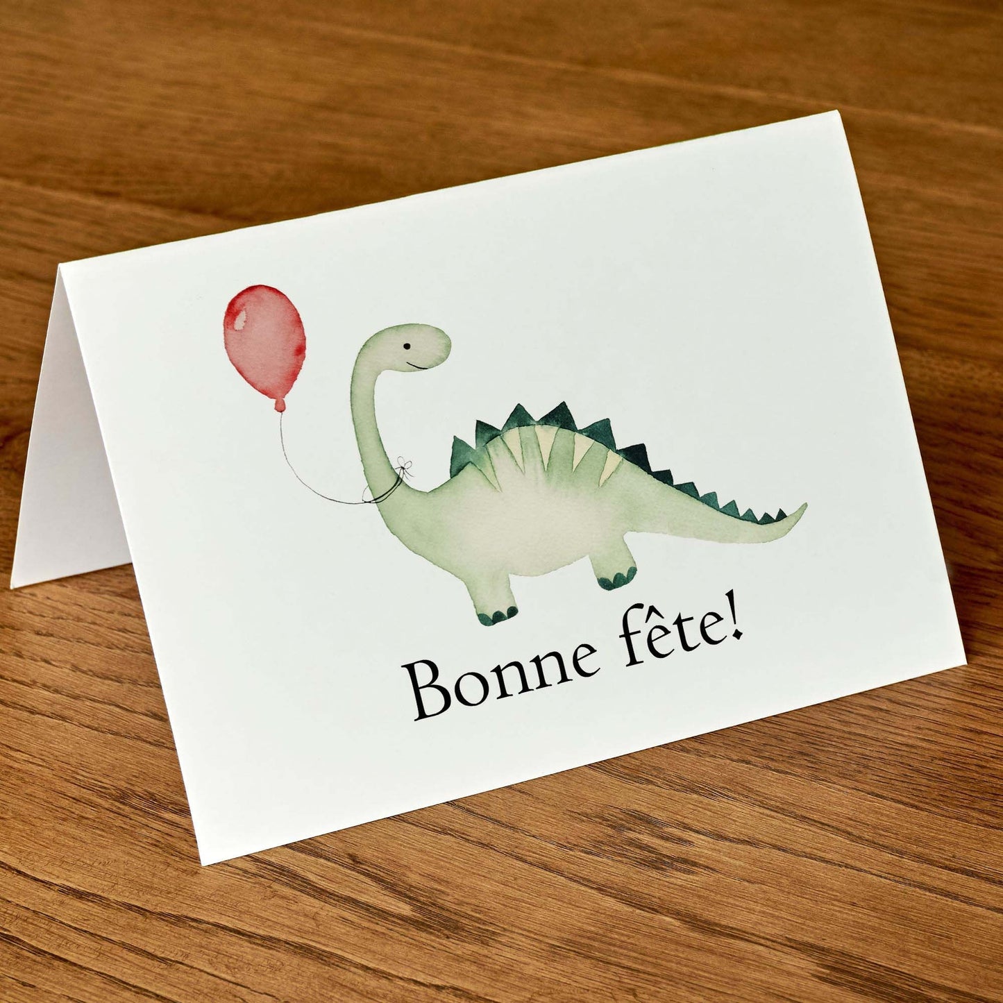Carte de souhaits anniversaire à l'aquarelle dinosaure 5X7 sans texte