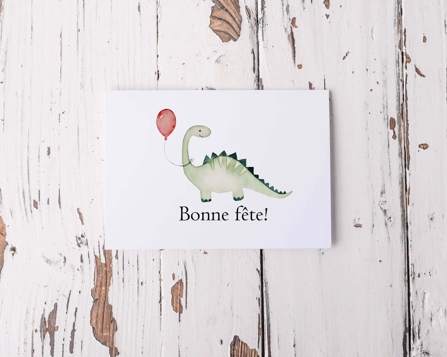 Carte de souhaits anniversaire à l'aquarelle dinosaure 5X7 sans texte
