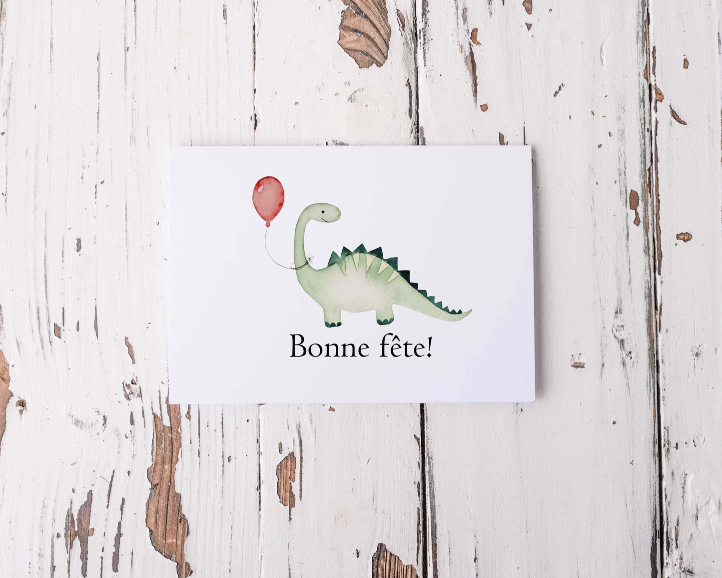 Carte de souhaits anniversaire à l'aquarelle dinosaure 5X7 sans texte