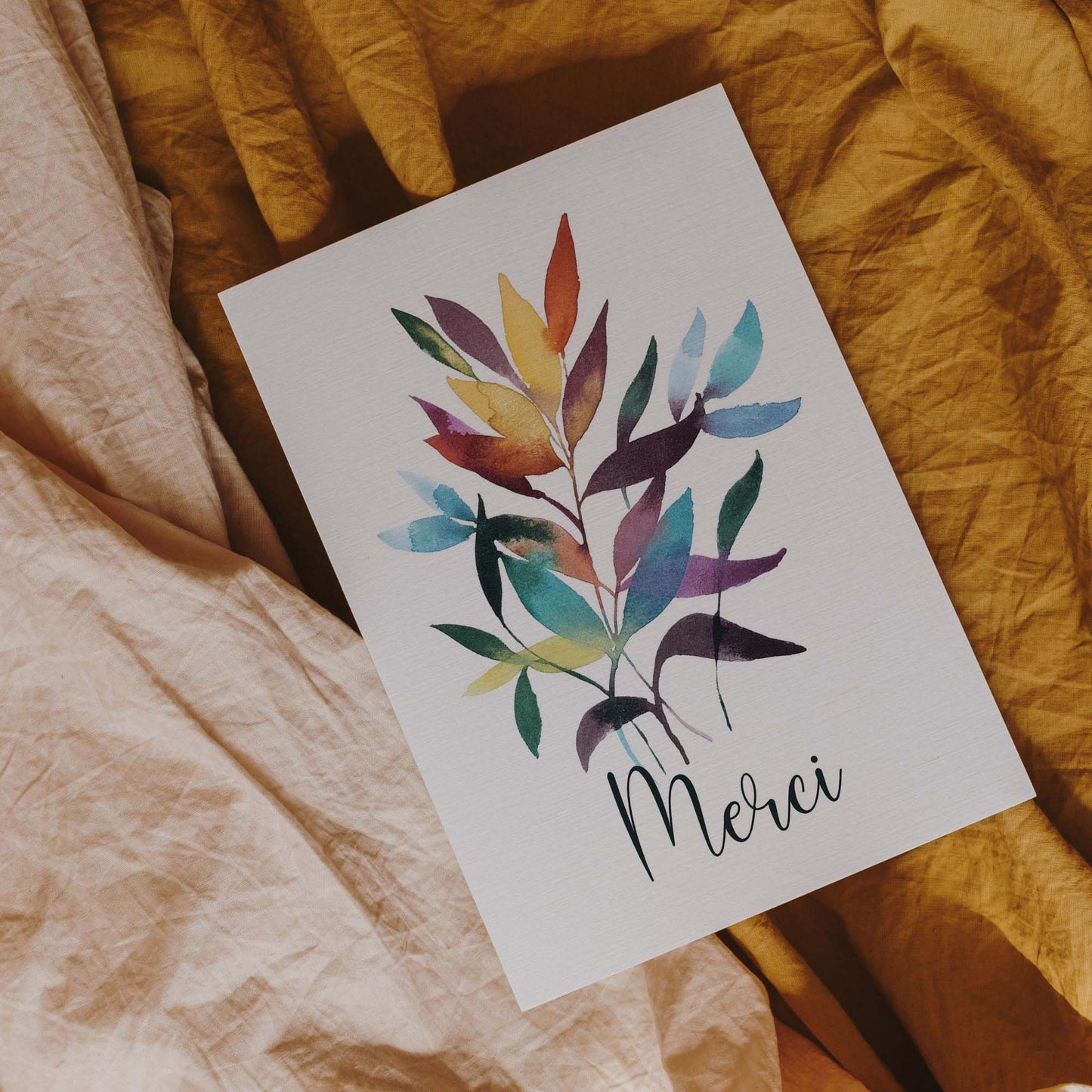 Carte de souhaits à l'aquarelle - merci - 5X7 - Sans texte