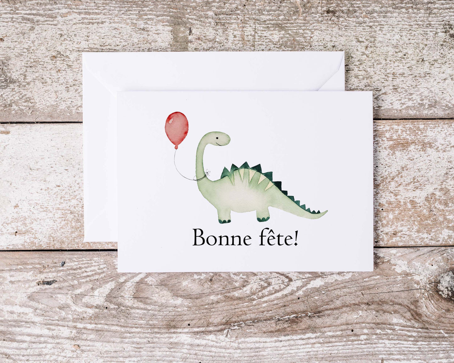 Carte de souhaits anniversaire à l'aquarelle dinosaure 5X7 sans texte