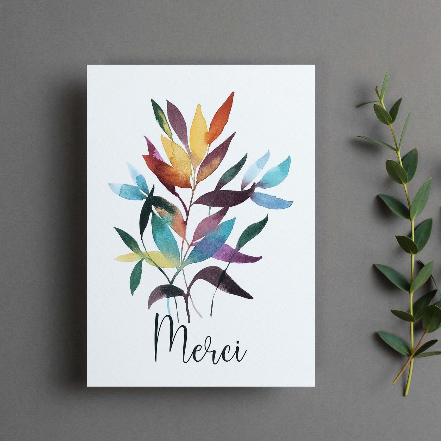Carte de souhaits à l'aquarelle - merci - 5X7 - Sans texte