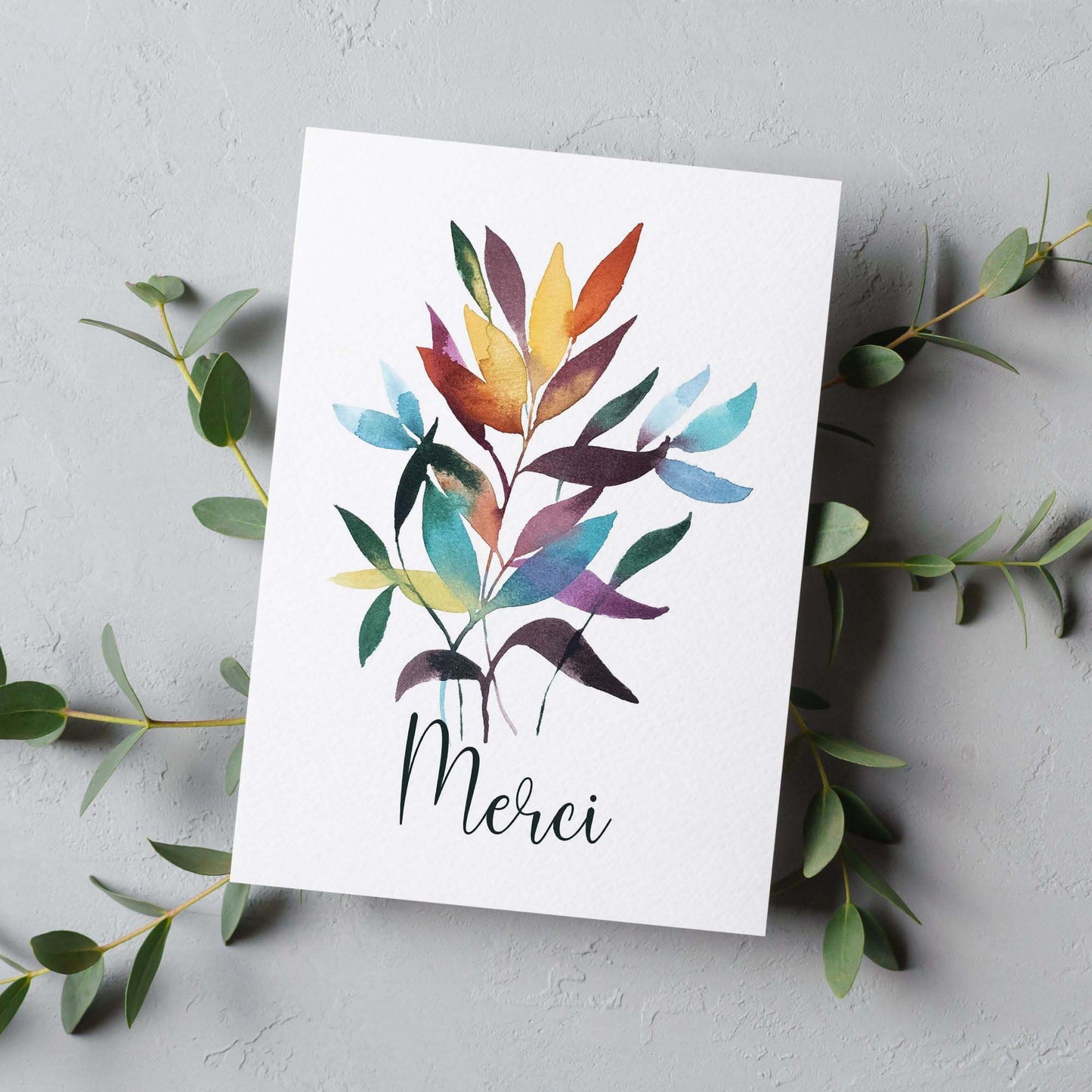 Carte de souhaits à l'aquarelle - merci - 5X7 - Sans texte