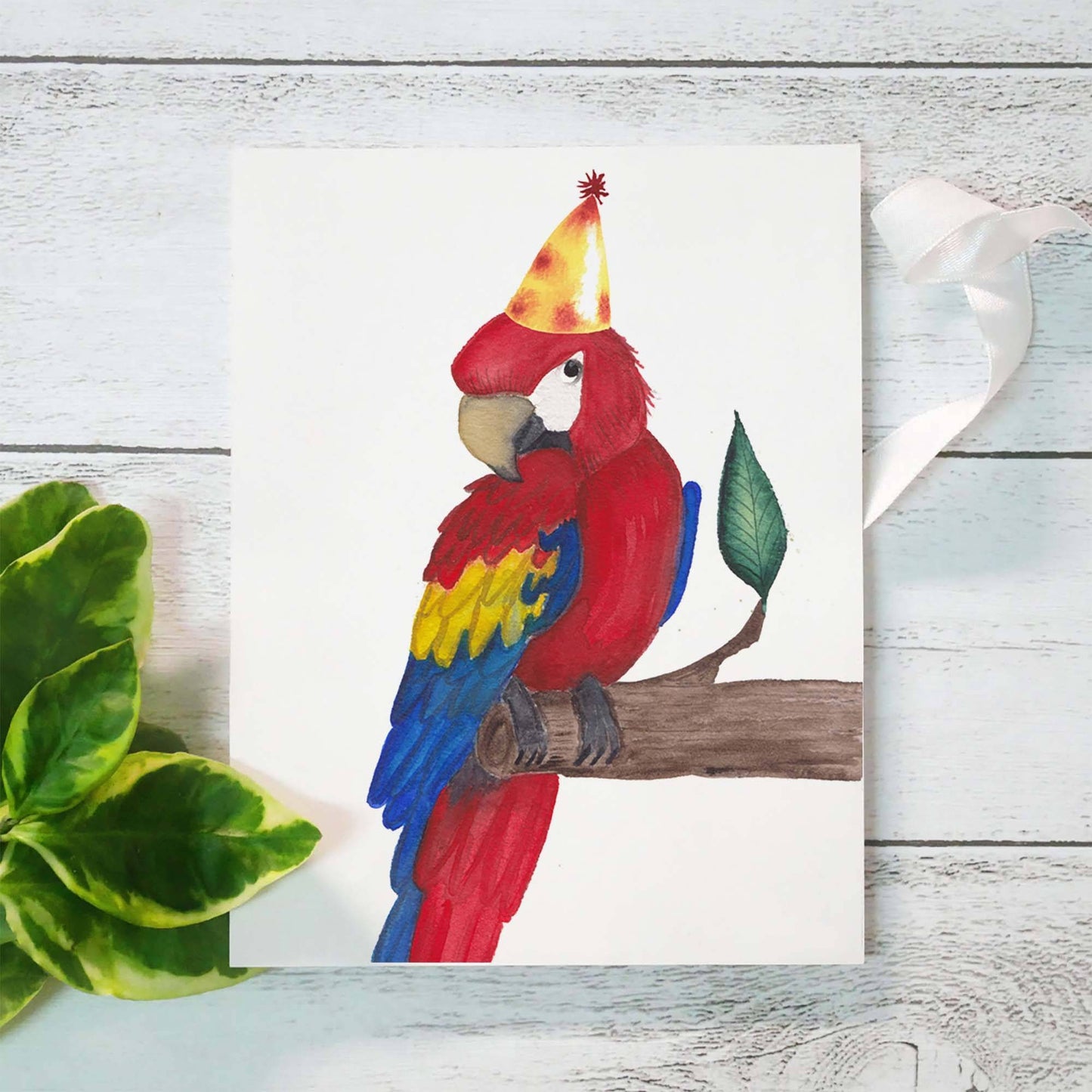 Carte de souhaits anniversaire à l'aquarelle gateau 5X7 sans texte