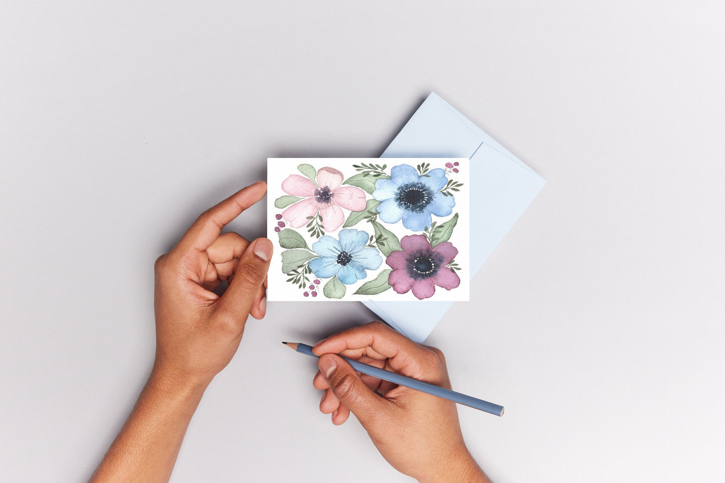 Carte fleurie sans texte hellébores roses d'hiver 5x7