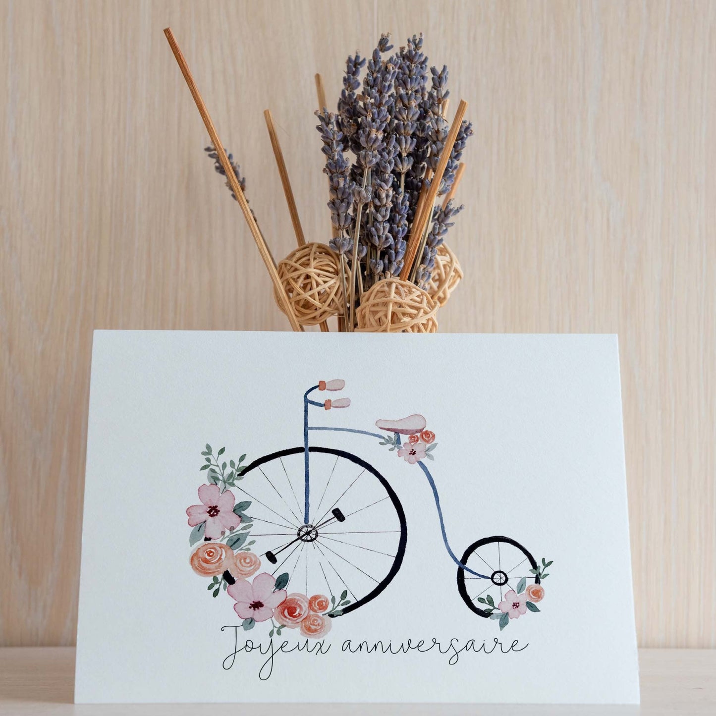 Carte bicyclette fleurie