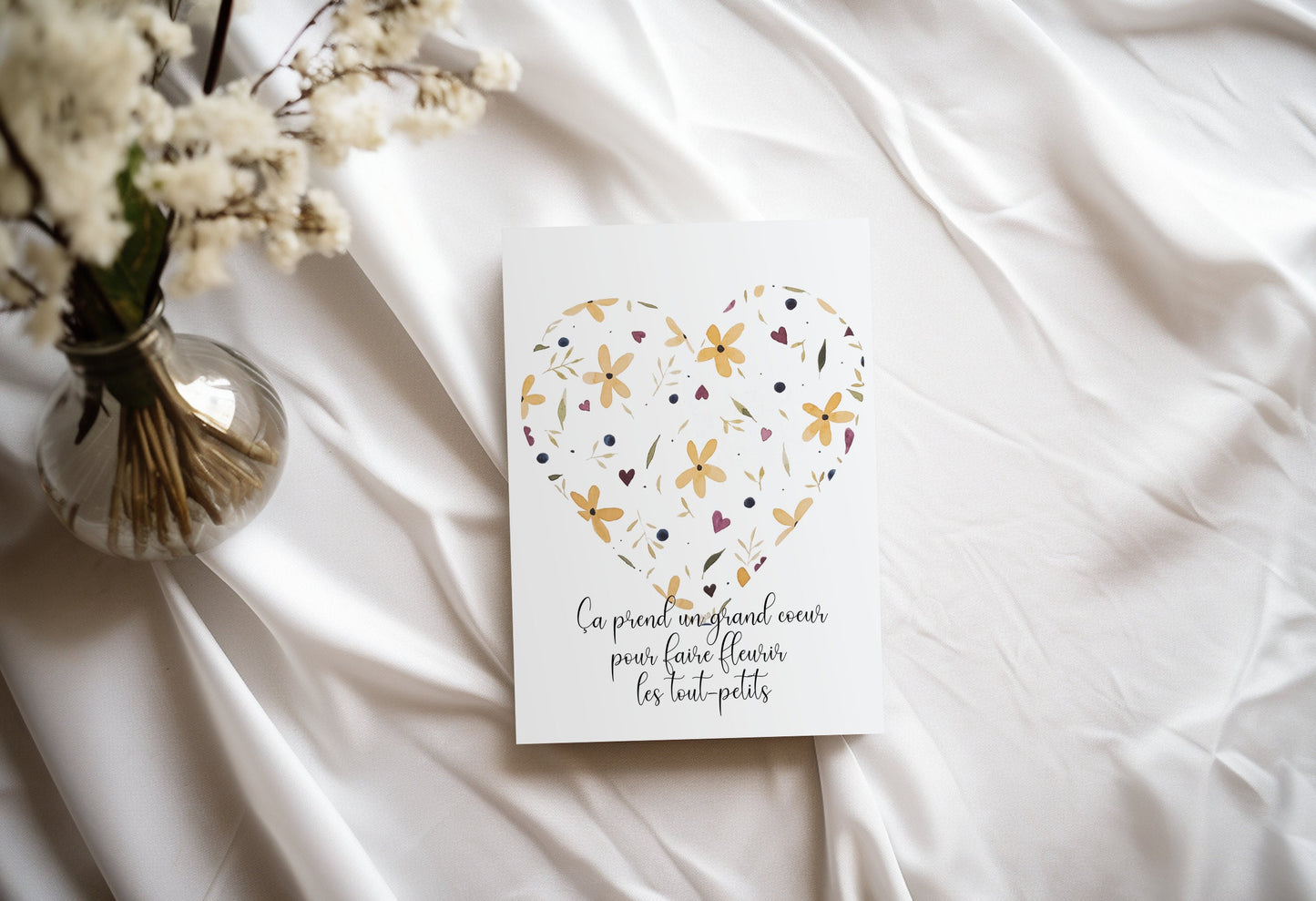 Carte de souhaits - coeur fleuri
