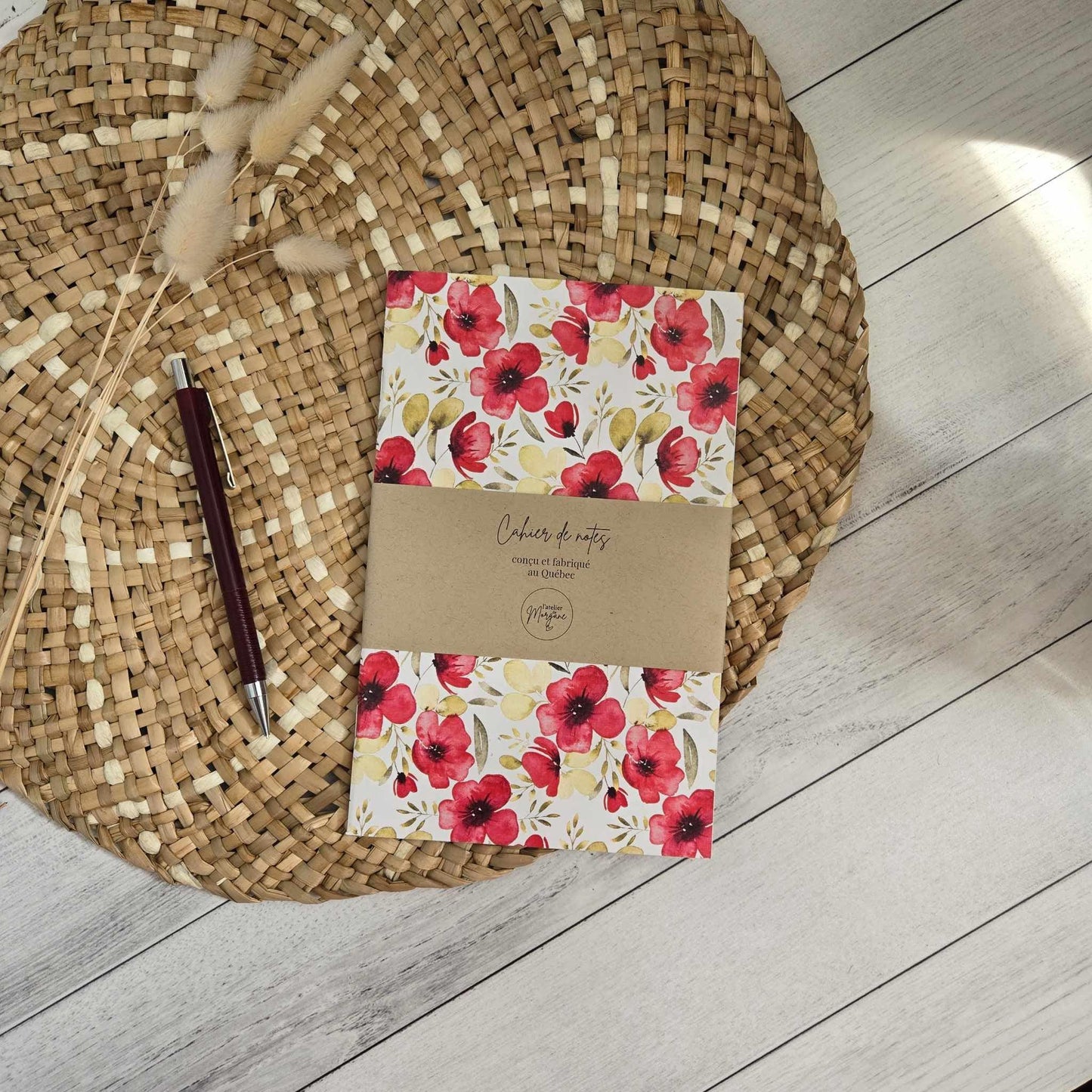 Cahier de notes - bouquet rouge