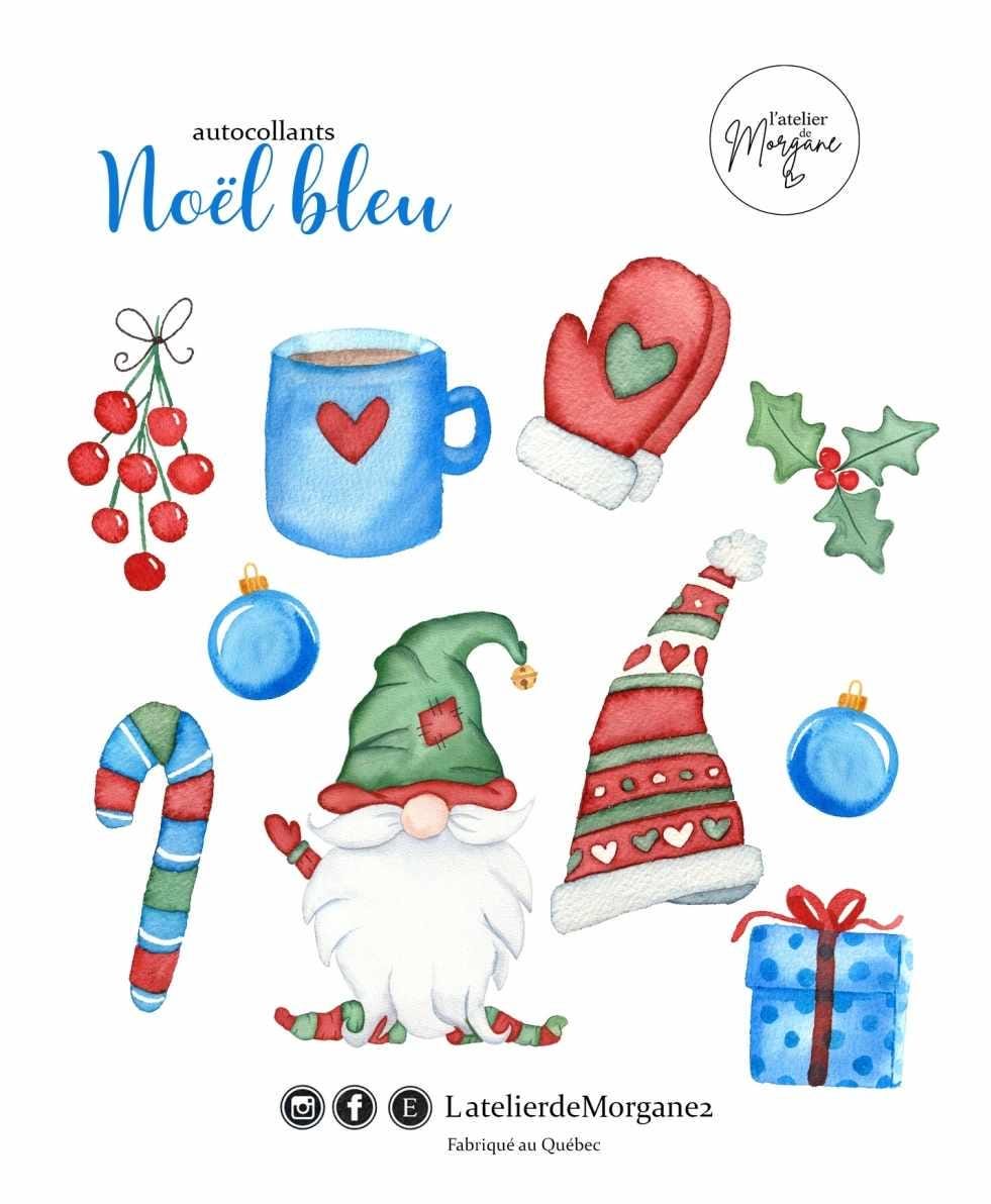 Autocollants Noël bleu
