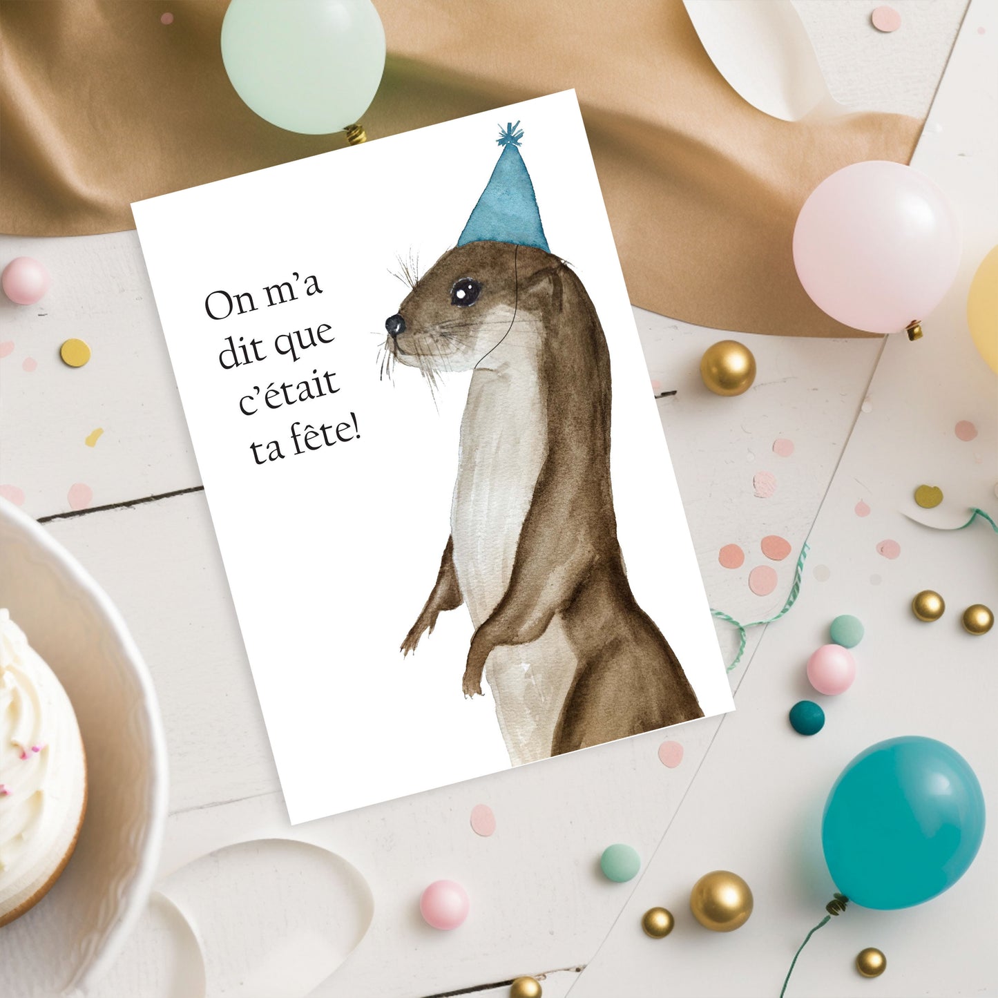 Carte de souhaits - Loutre de fête