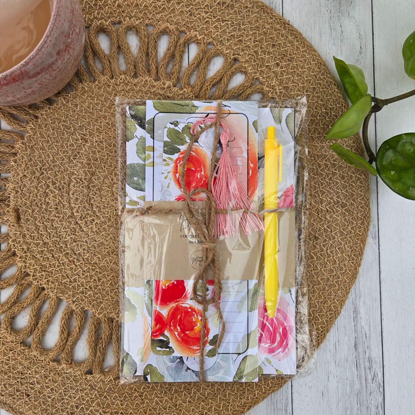 Ensemble cadeau carnet bloc notes signet stylo