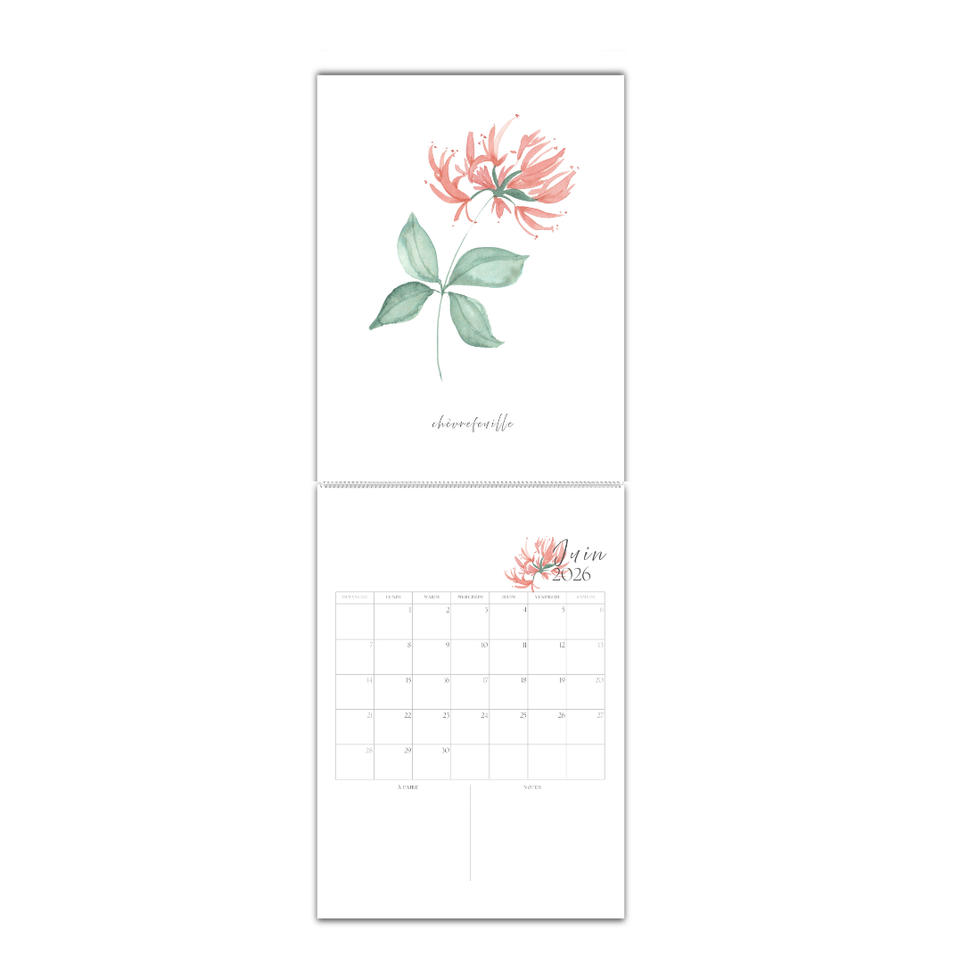 Calendrier 2026 fleurs de naissance