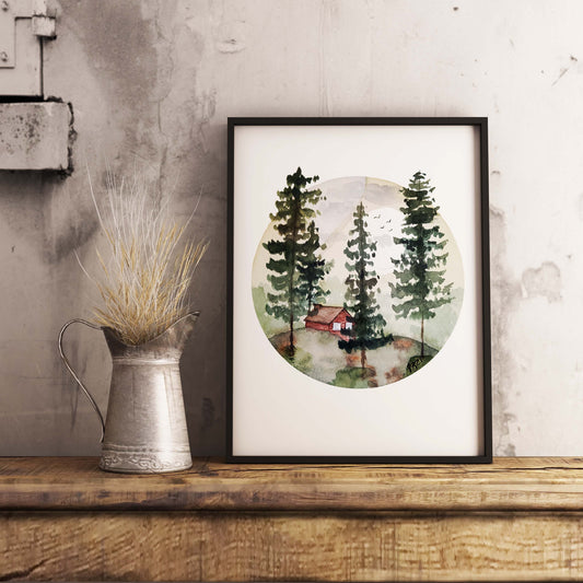 Watercolor Print- Chalet - Aquarelle - 8.5X11