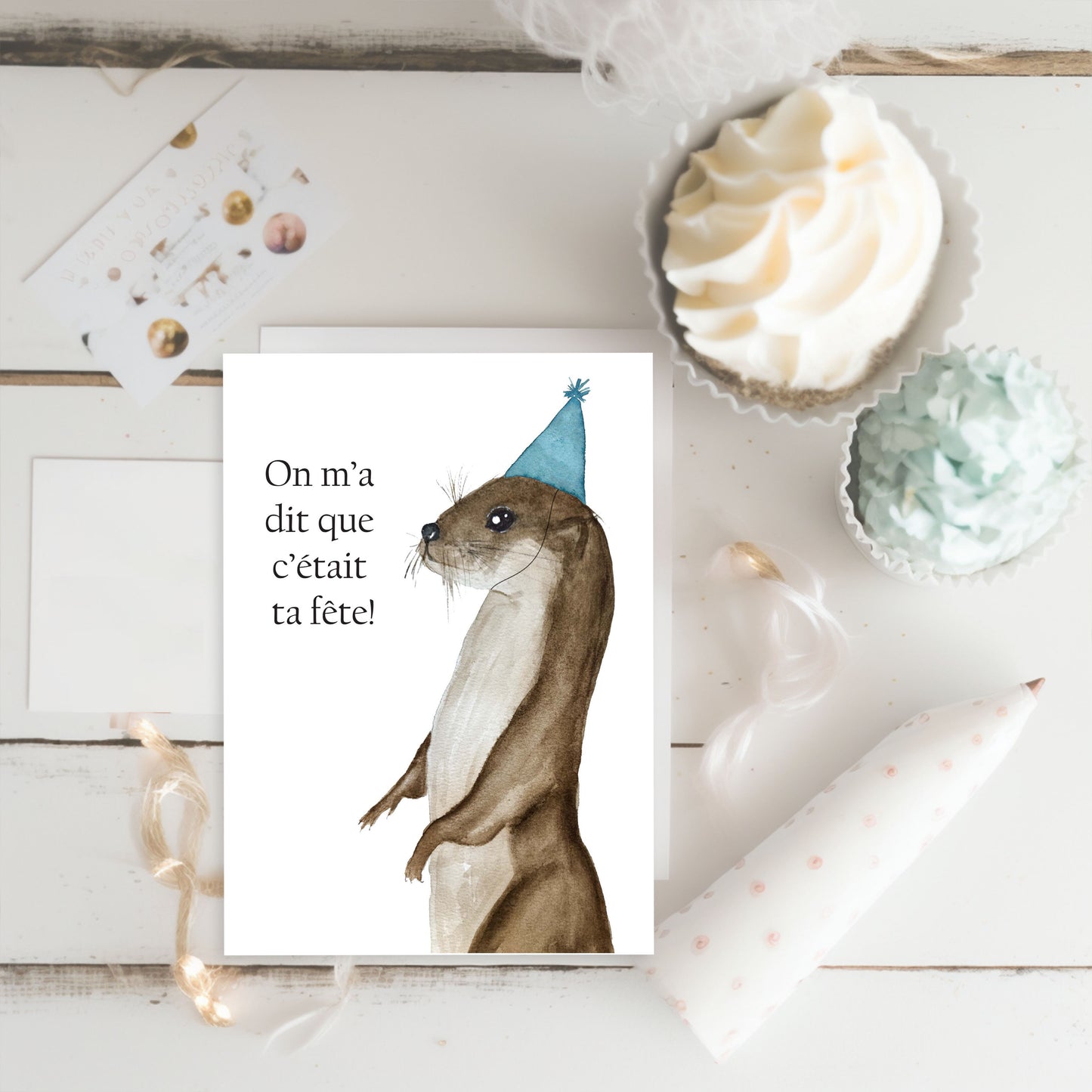 Carte de souhaits - Loutre de fête
